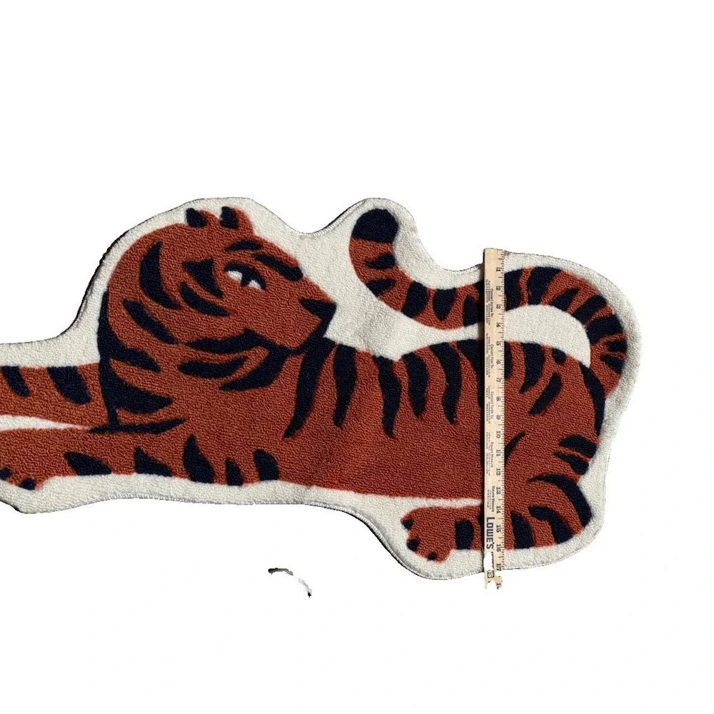 Tiger Shaped Accent Rug Kids Nursery Playroom Orange Black Ivory 34